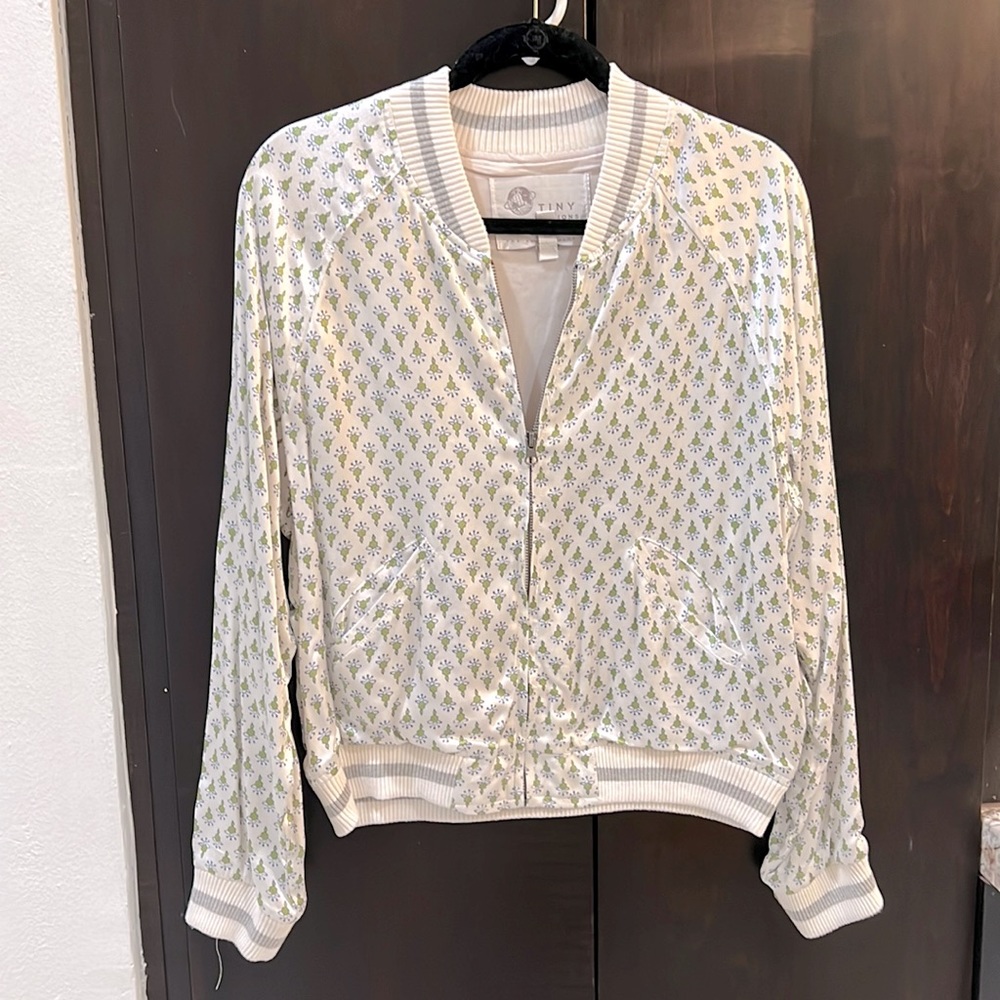 White Bomber with Embroidered Back